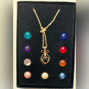 Joan Rivers Classics Interchangeable 8 Bead Pearl Bow Cage Pendant Necklace